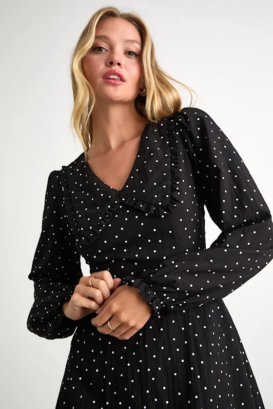 Sweetie Aura Black and White Polka Dot Mini Dress | Lulus