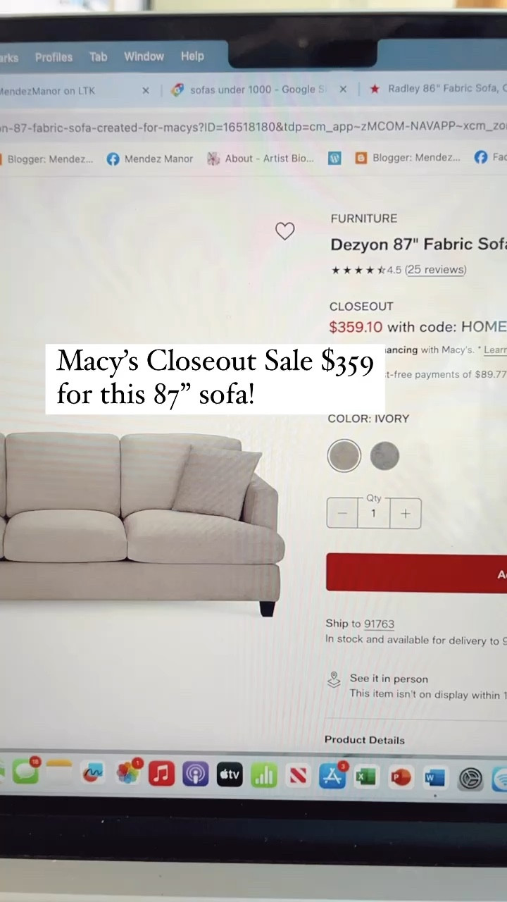I can’t believe this 87” sofa is on sale for $359! 😮

Comes in ivory or gray fabric options. 

#sofa #couch #furniture 

#LTKVideo #LTKSaleAlert #LTKHome