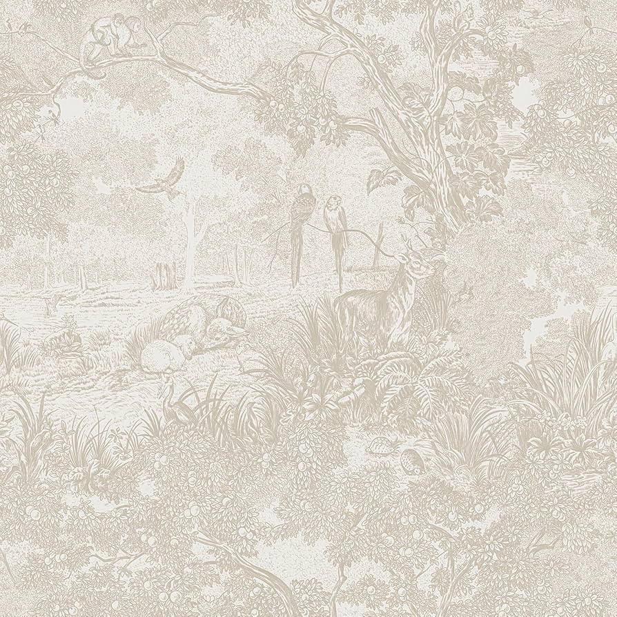 Heroad Peel and Stick Wallpaper Beige Neutral Vintage Forest Animals Floral Wallpaper Removable S... | Amazon (US)