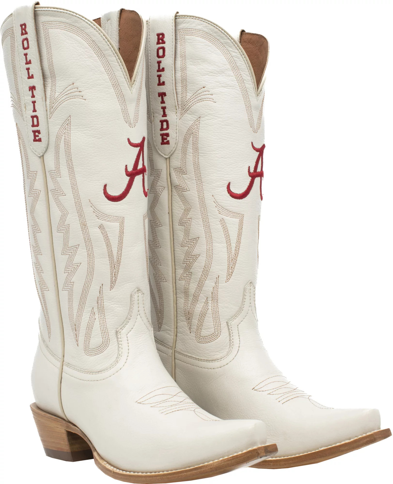 Gameday Boots Women's Alabama Crimson Tide Ivory Tall Leather 14"Western Boots, Size 9.5, White | DICK'S Sporting Goods