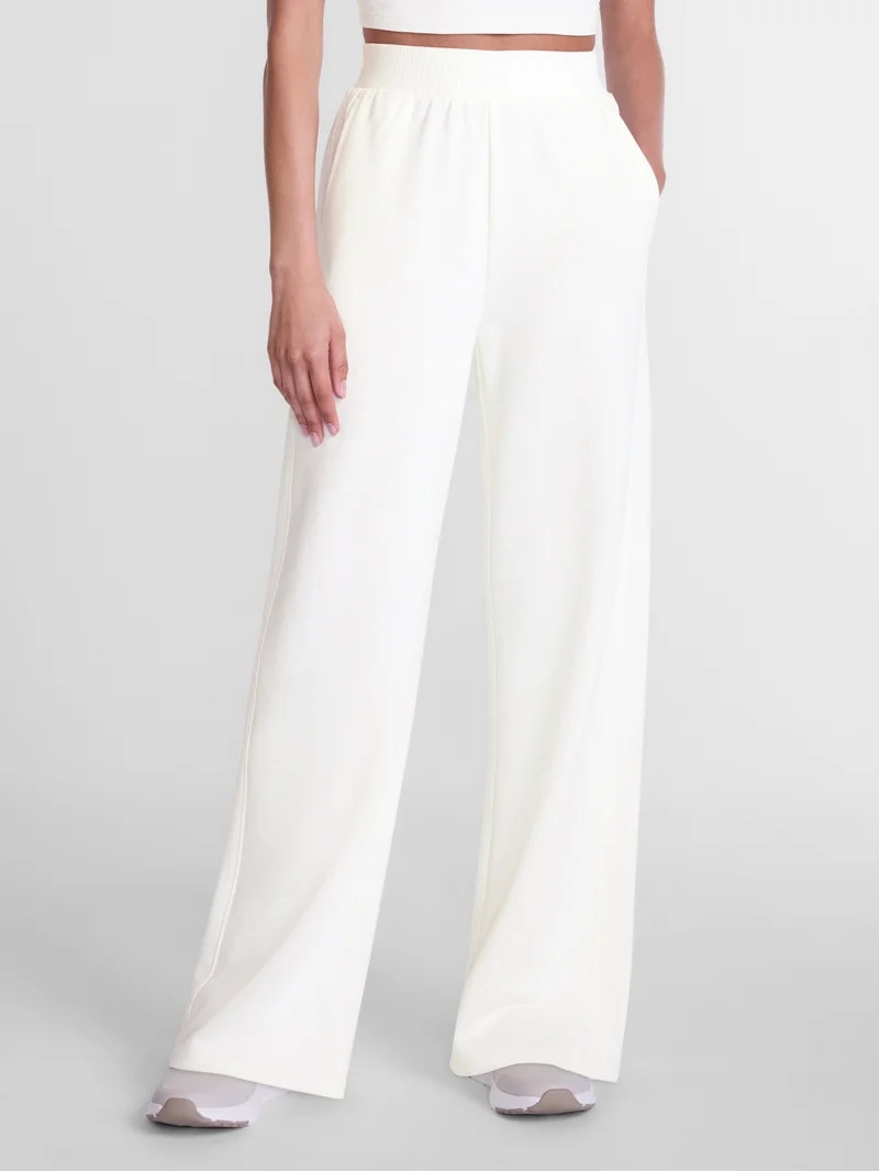 Athletic Works Women's and Women's Plus French Terry Wide Leg Pants, 31" Inseam, Sizes XS-4X | Walmart (US)