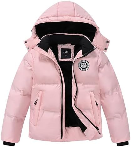 Kids Winter Coat Warm Fleece Thermal Padded Jackets with Detachable Hood Outdoor Puffy Jacket wit... | Amazon (US)