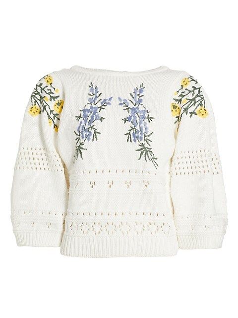 Boxy Floral-Embroidered Sweater | Saks Fifth Avenue
