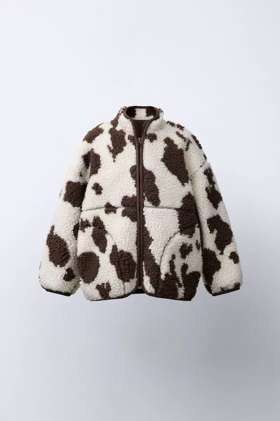 COW PRINT FLEECE JACKET | Zara US