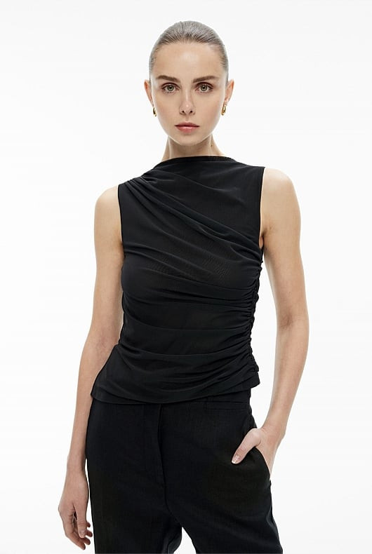Mesh Drape Tank Top | Witchery (AU)