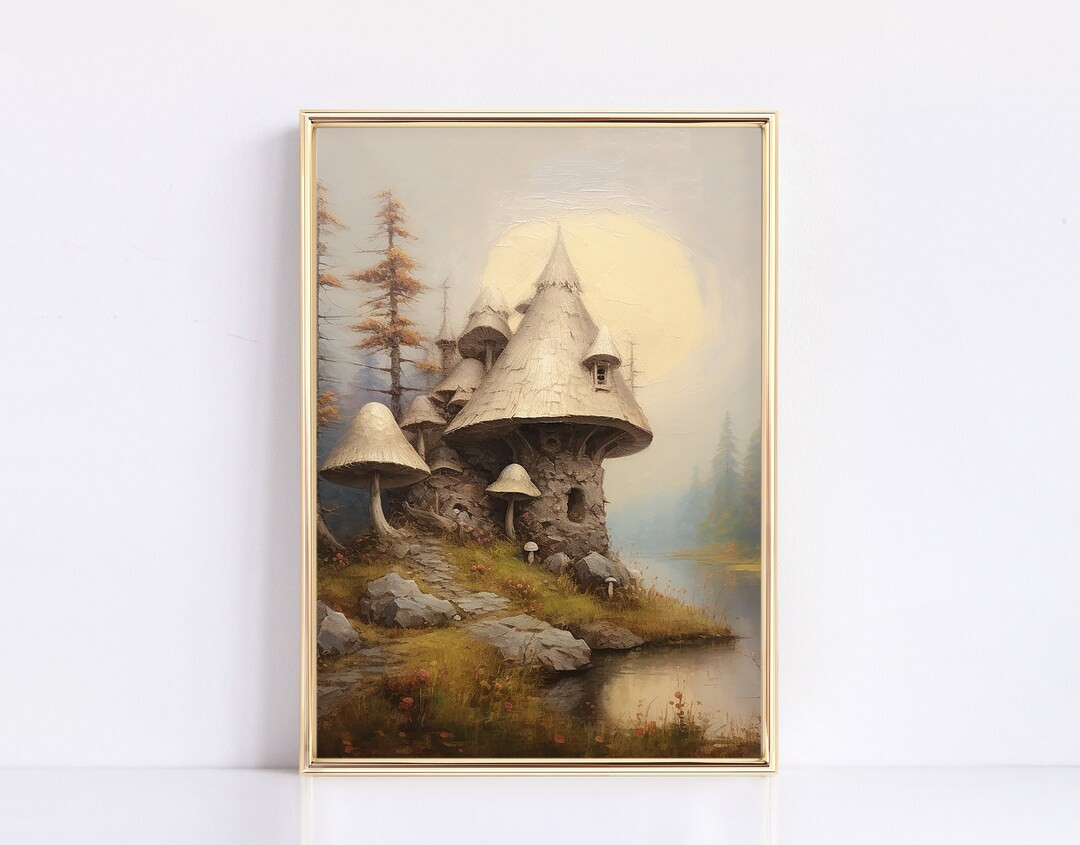 Pointy Mushroom House Eclectic Nursery Digital Print Mushroom Nursery Whimsical Magical Nursery V... | Etsy (US)