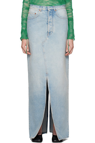 MM6 Maison Margiela - Blue Slit Denim Maxi Skirt | SSENSE