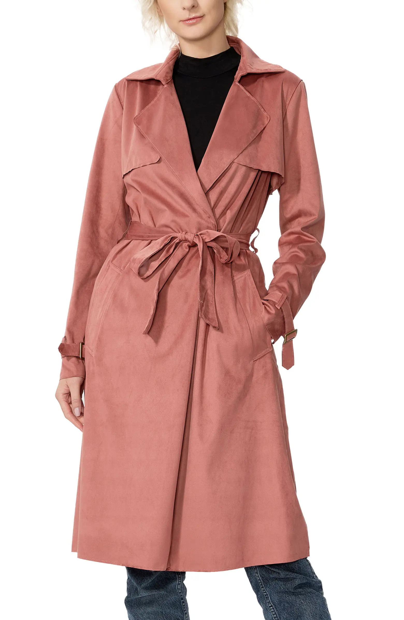 Kimi & Kai Women's Aria Long Faux Suede Trench Coat | Nordstrom | Nordstrom