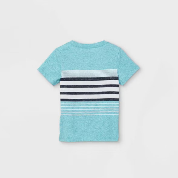 Toddler Boys' Striped Pocket Short Sleeve T-Shirt - Cat & Jack™ Teal | Target