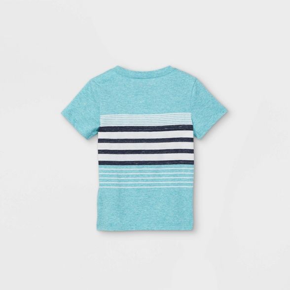 Toddler Boys' Striped Pocket Short Sleeve T-Shirt - Cat & Jack™ Teal | Target