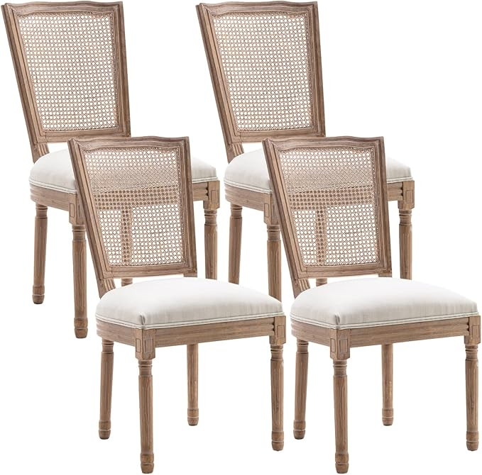 Virabit French Dining Chairs Set of 4, Louis Dining Chairs with Square Backrest and Exquisitely C... | Amazon (US)