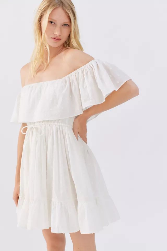 UO Daffodil Off-The-Shoulder Mini Dress | Urban Outfitters (US and RoW)