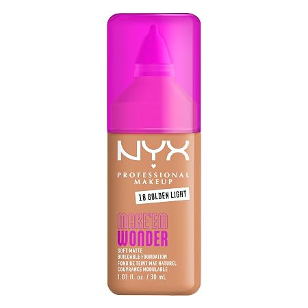 NYX PROFESSIONAL MAKEUP Make 'Em Wonder Liquid Foundation, 24HR Foundation Makeup With A Soft Mat... | Amazon (US)