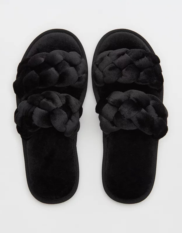 Aerie Braided Fur Slippers | Aerie