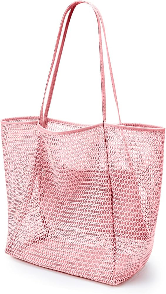 KALIDI Beach Mesh Tote Bag, Casual Tote Bag Hobo Women Foldable MAX 23L Shoulder Bag For Beach Pi... | Amazon (US)