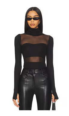 Michael Lauren Rem Long Sleeve Fitted Turtleneck Top in Black from Revolve.com | Revolve Clothing (Global)