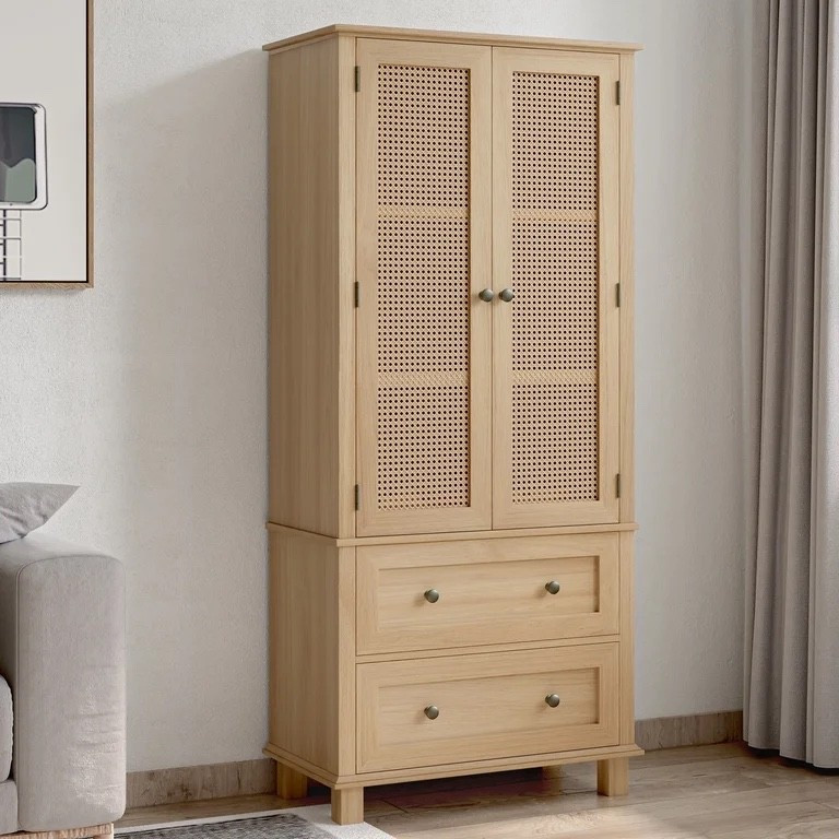 Homfa Rattan Cabinet with Doors, Tall Storage Cabinet with 2 Drawers, Narrow Accent Versatile Cabinet for Living Room, Oak, home, furniture, Walmart, sale

#LTKHome #LTKSaleAlert