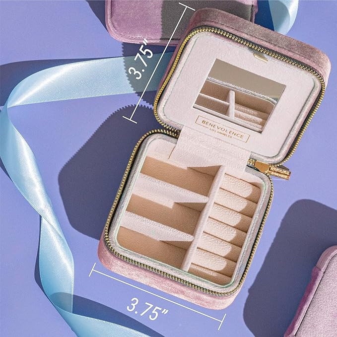 Benevolence LA Plush Velvet Jewelry Box | Travel Jewelry Case Organizer with Mirror | Featured in... | Amazon (US)