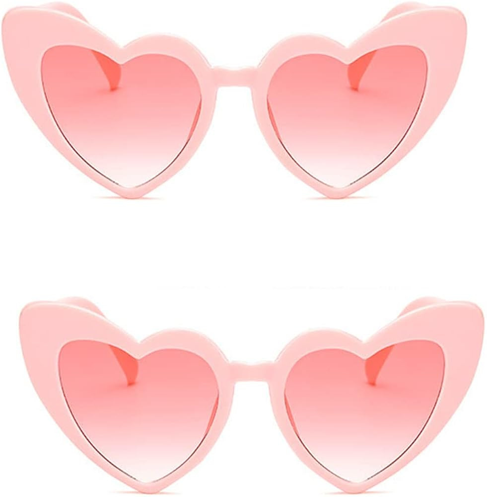 ALVOGIMOR 2 Pack Heart Shape Sunglasses,Colorful Trendy Sunglasses Vintage Cat Eye Glasses for Pa... | Amazon (US)