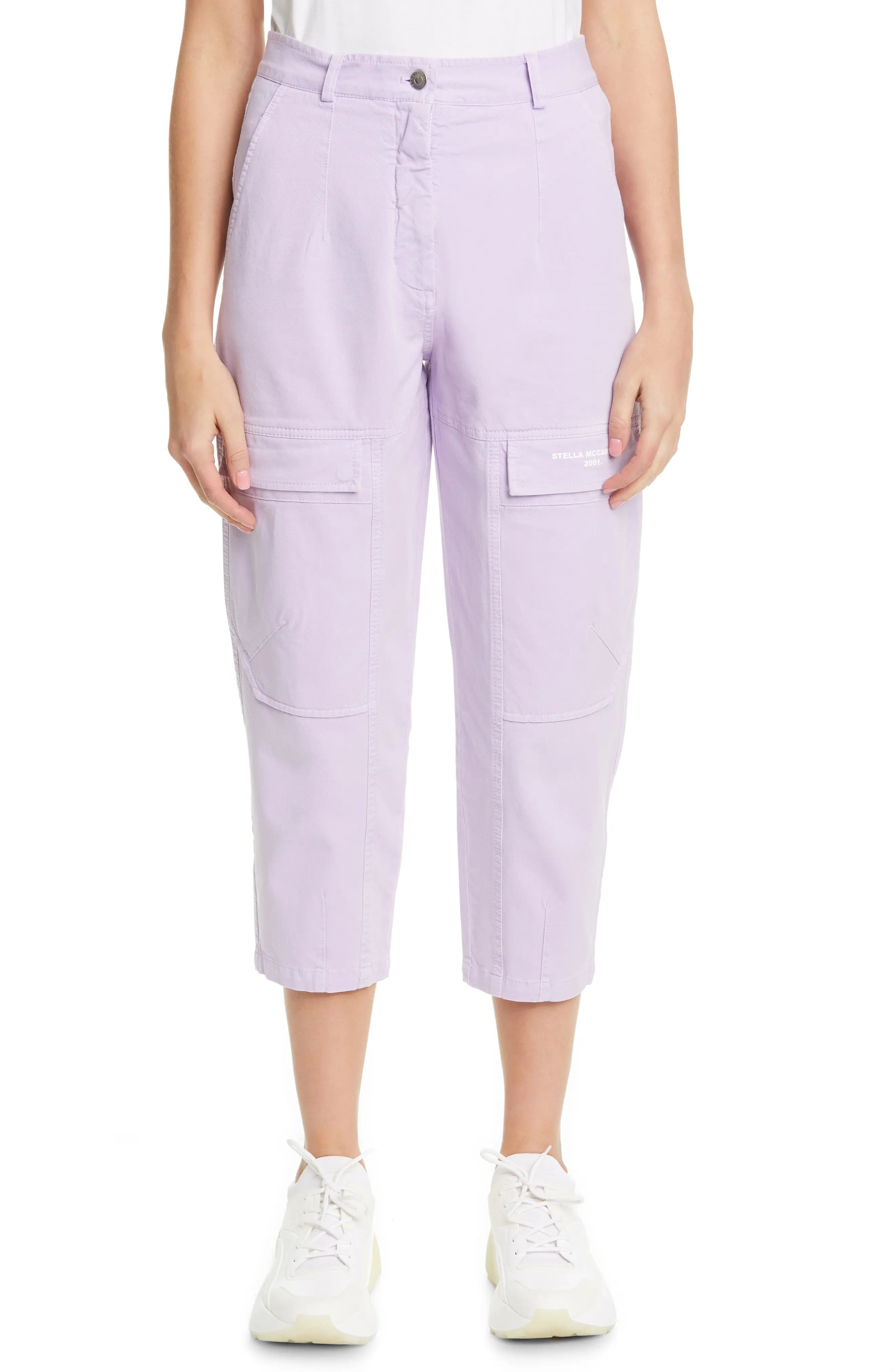 Women's Stella Mccartney 2001 Logo Crop Wide Leg Cargo Pants, Size 0 US / 34 IT - Purple | Nordstrom