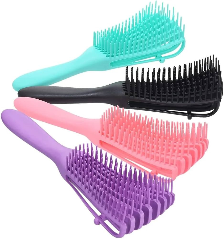 Escova Polvo Para Cabelos Cacheados Desembaraçadora 8 Pontas Flexíveis Pente Polvo Cachos Fáci... | Amazon (BR)