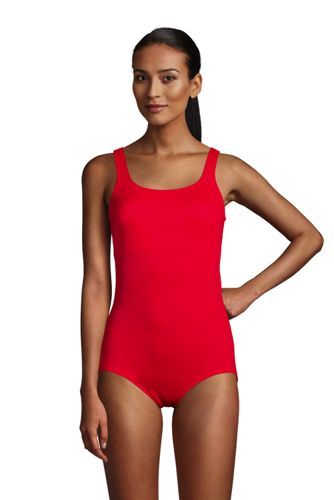 Women's Chlorine Resistant Scoop Neck Soft Cup Tugless Sporty One Piece Swimsuit | Lands' End (US)
