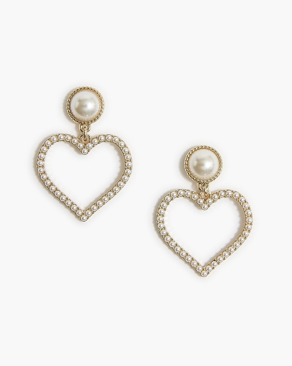 Pearl heart statement earrings | J.Crew Factory