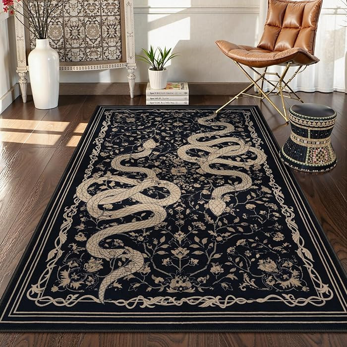 LIVEBOX Washable Area Rug 3x5, Snake Entryway Rugs, Soft Carpet for Bedroom with Non-Slip Backing... | Amazon (US)