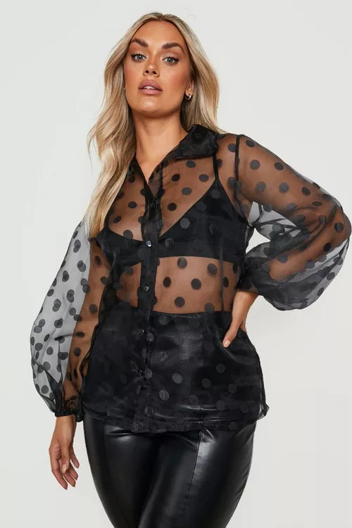 Plus Spot Organza Shirt | Boohoo.com (US & CA)