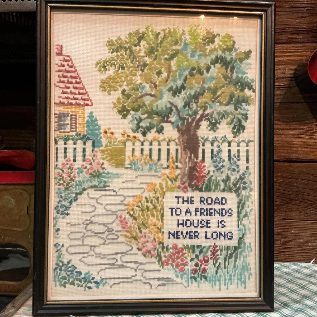 Vintage Framed Cross-stitch- Road to A Friends House - Etsy | Etsy (US)
