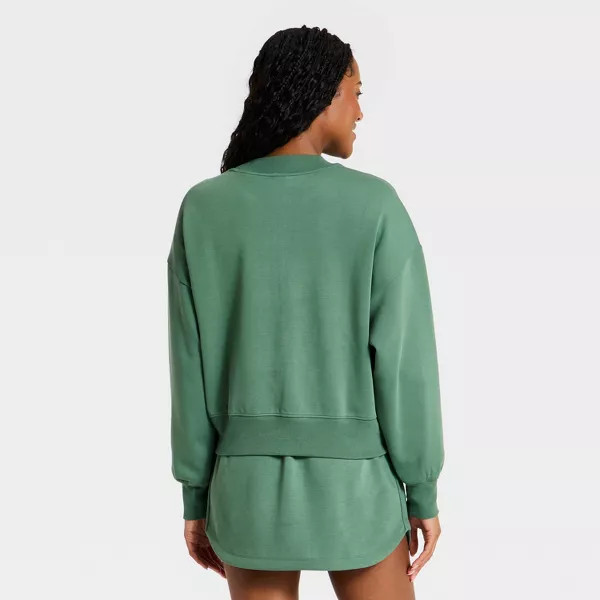 Women's Airy Sleek Pique Crewneck Sweatshirt - All In Motion™ Black M | Target
