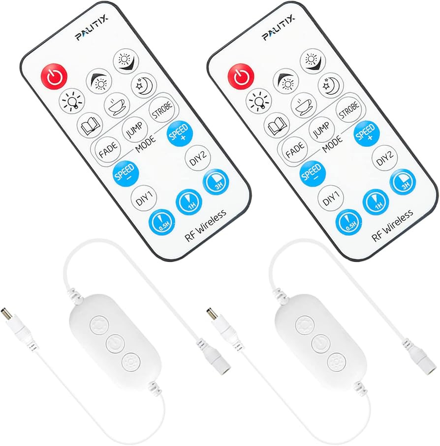 2-Pack RF Remote Dimmer for Single Color LED Strip Lights,PAUTIX 18-Key Wireless Remote and in-li... | Amazon (US)