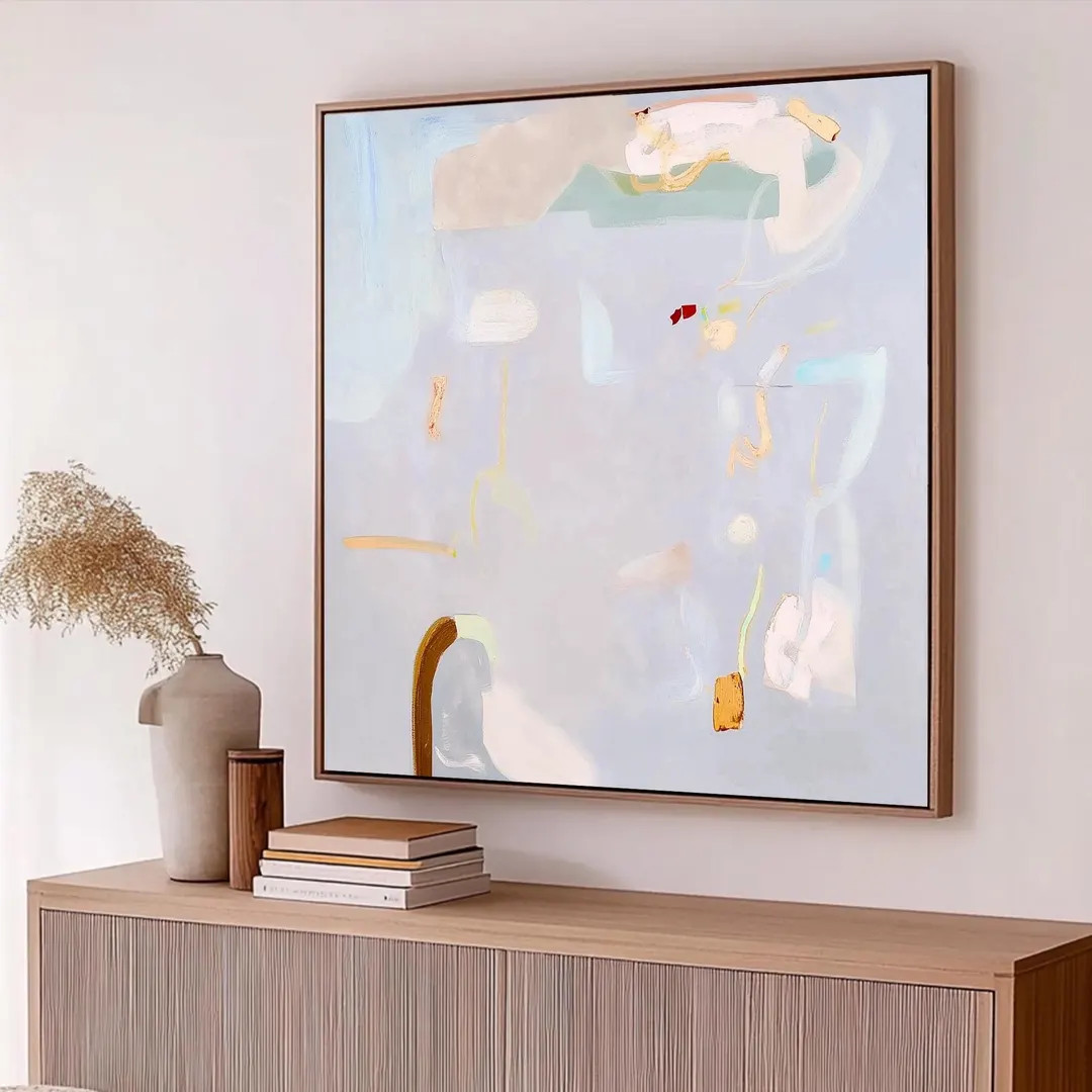 Soft Color Abstract Wall Art · Light Pastel Print on Canvas - Neutral Wall Decor - Gray Art Prin... | Etsy (US)