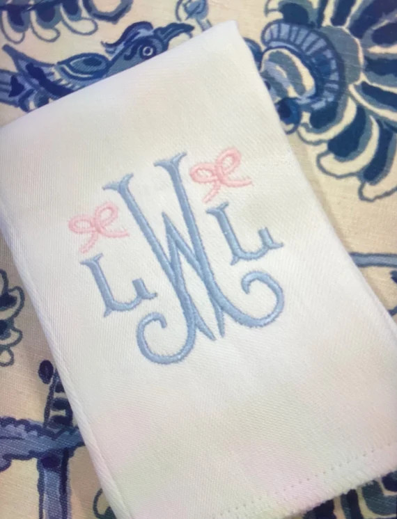 Monogrammed Bow Design Burp Cloth or Bib Personalized - Etsy | Etsy (US)