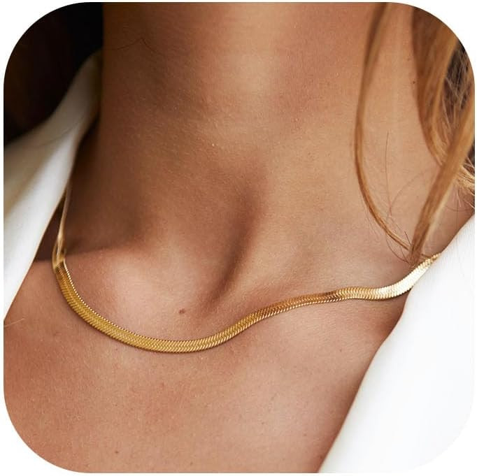 CHESKY Gold Necklace for Women-14K Plated sterling silver Snake Chain Necklace Dainty Simple Chun... | Amazon (US)