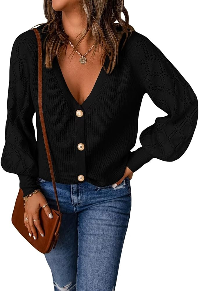 Astylish Women Long Sleeve Open Front Knit Button Down Cardigan Sweaters | Amazon (US)