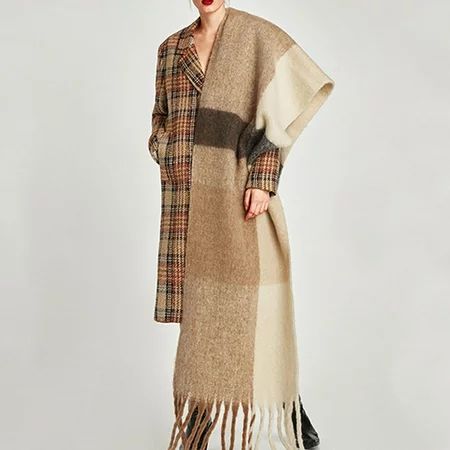 Zedker Women Fashion Winter Warm Color Block Scarf Tassel Long Cape Wraps Shawl Warehouse Sale Clear | Walmart (US)