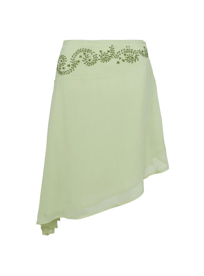 Pappilion Asymmetrical Midi Skirt Sage | Princess Polly US