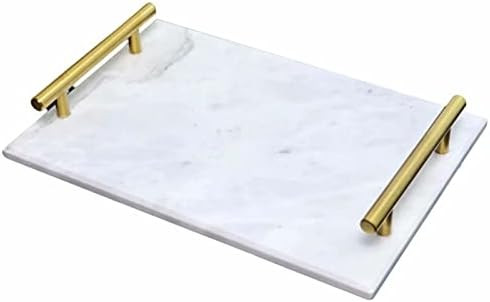 Rectangular Makeup Marble Tray with Golden Metal Handles, Decorative Towel Tray, Perfume Collecti... | Amazon (US)