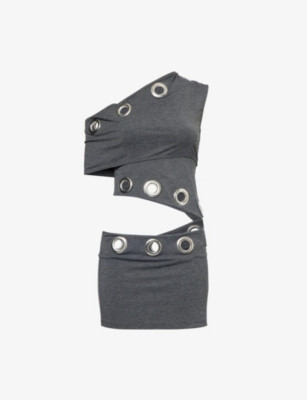 JADED LONDON - Asymmetric Eyelet-Embellishment Stretch-Woven Blend Mini Dress | Selfridges.com | Selfridges