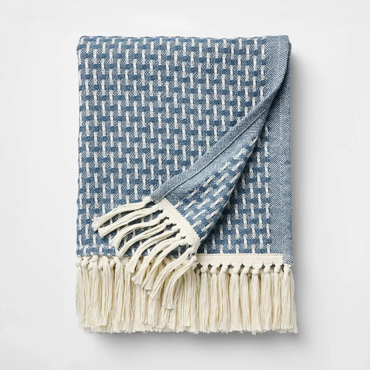 50"x60" Throw Woven Pattern Medium Blue/Cream  - Threshold™ Designed with Studio McGee | Target