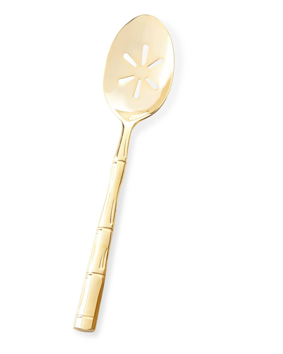 Wallace Silversmiths Gold Bamboo Pierced Serving Spoon | Horchow