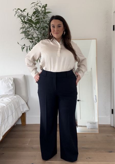 These wide leg pants sit so nicely around the lower belly! The quality is amazing 
Perfect drape high waist pants
Plus size workwear 
Quiet luxury style 

#LTKstyletip #LTKplussize #LTKworkwear