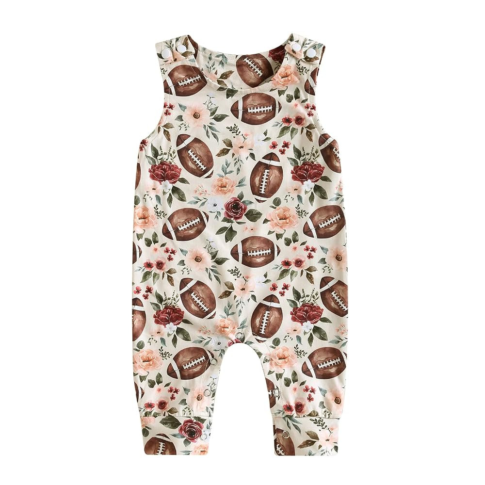 Baby Boy Girls Football Print Sleeveless Romper Bodysuit One Piece Football Outfit Suspender Jump... | Amazon (US)