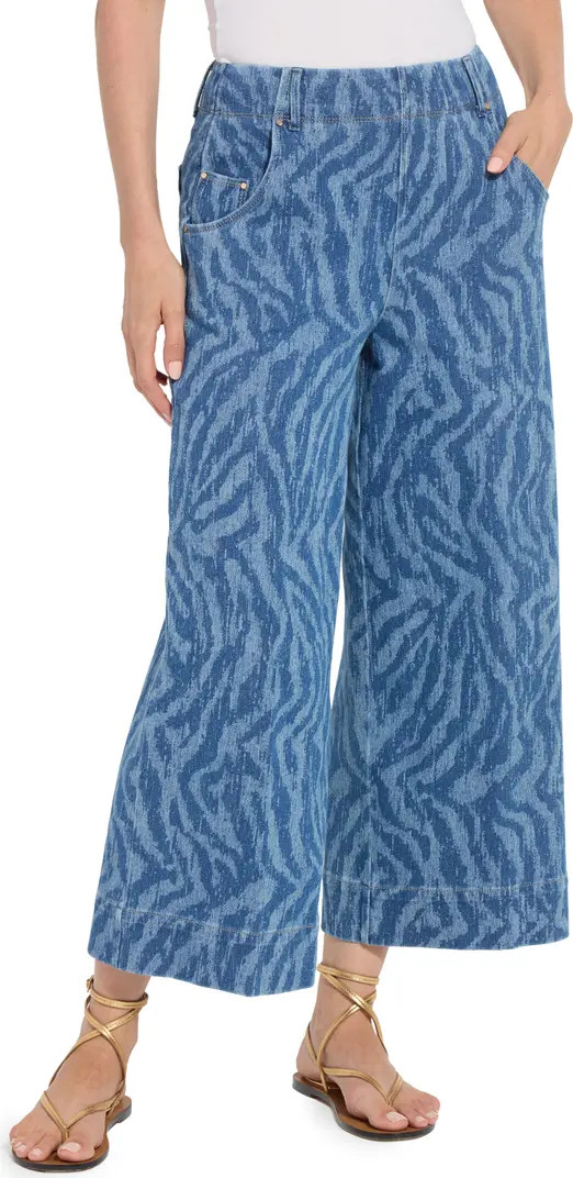 Leo Print High Waist Ankle Wide Leg Denim Pants | Nordstrom