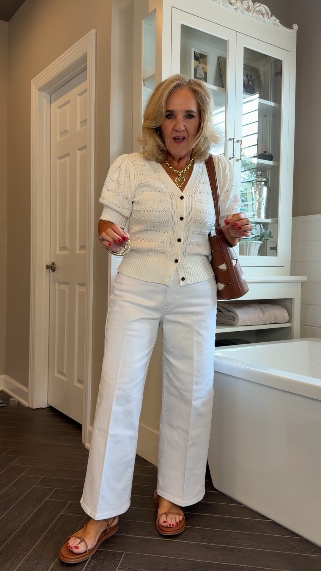 Sweater size medium
Jeans size 8
Sandals, true to size and are very comfortable
20% off Allie & Bess code NANETTE20

White jeans, white sweater monochromatic look Summer outfit business casual

#LTKOver40 #LTKootd #LTKWorkwear