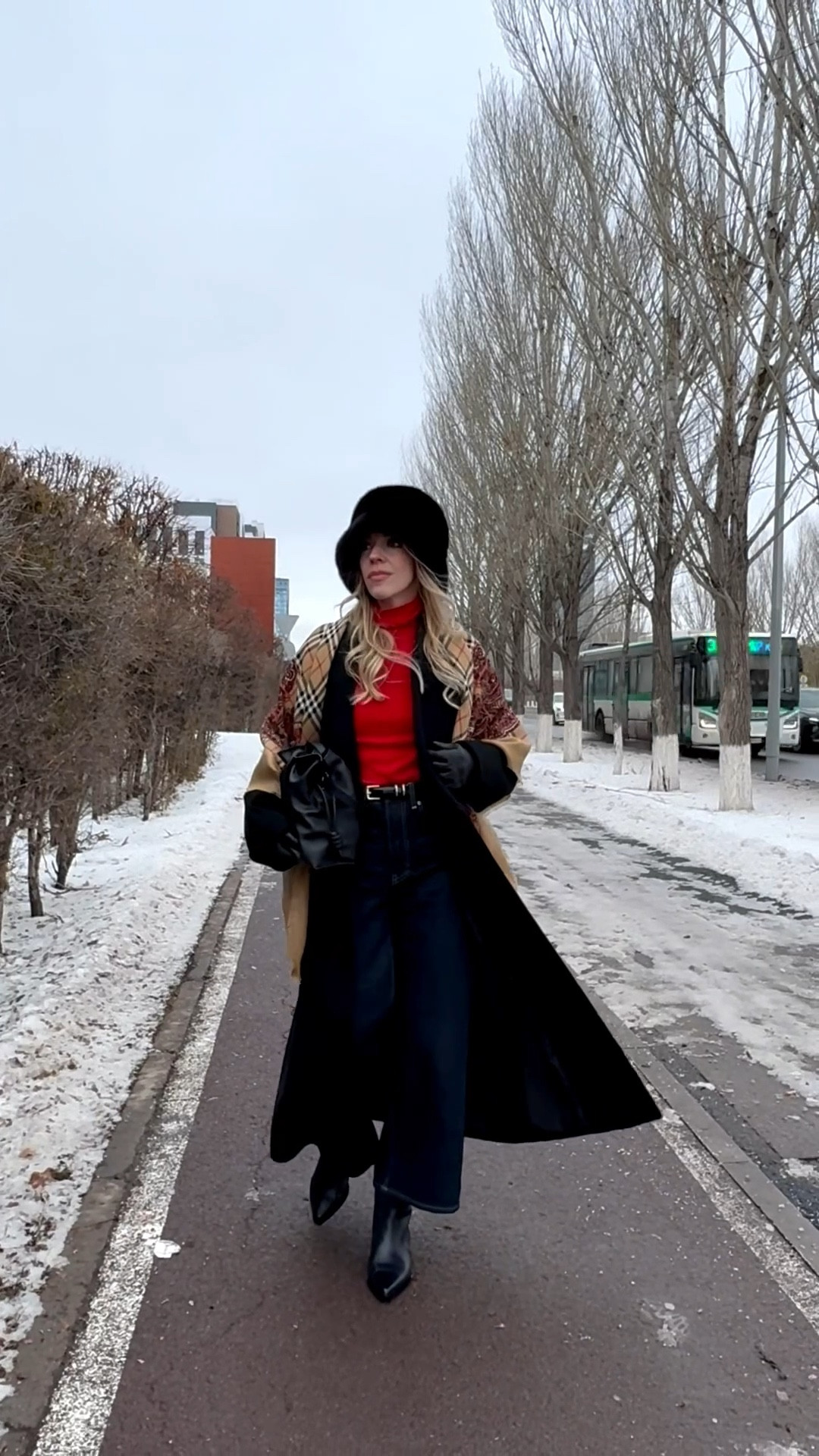 Holiday outfit, black wool coat, fur hat, vintage Burberry scarf, black leather gloves, wide leg cropped jeans with ankle boots, Loewe clutch 

#LTKOver40 #LTKSeasonal #LTKHoliday
