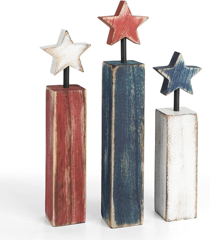4th of July Table Decorations, 3Pcs Red White and Blue Decorations, Retro Patriotic Memorial Day ... | Amazon (US)