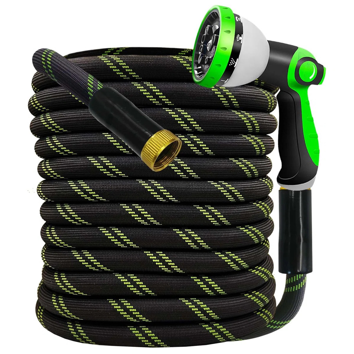 25ft Garden Hose, Flexible Lightweight With 10 Function Nozzle, No Kink Design, Leak Proof Fabric... | Wayfair North America