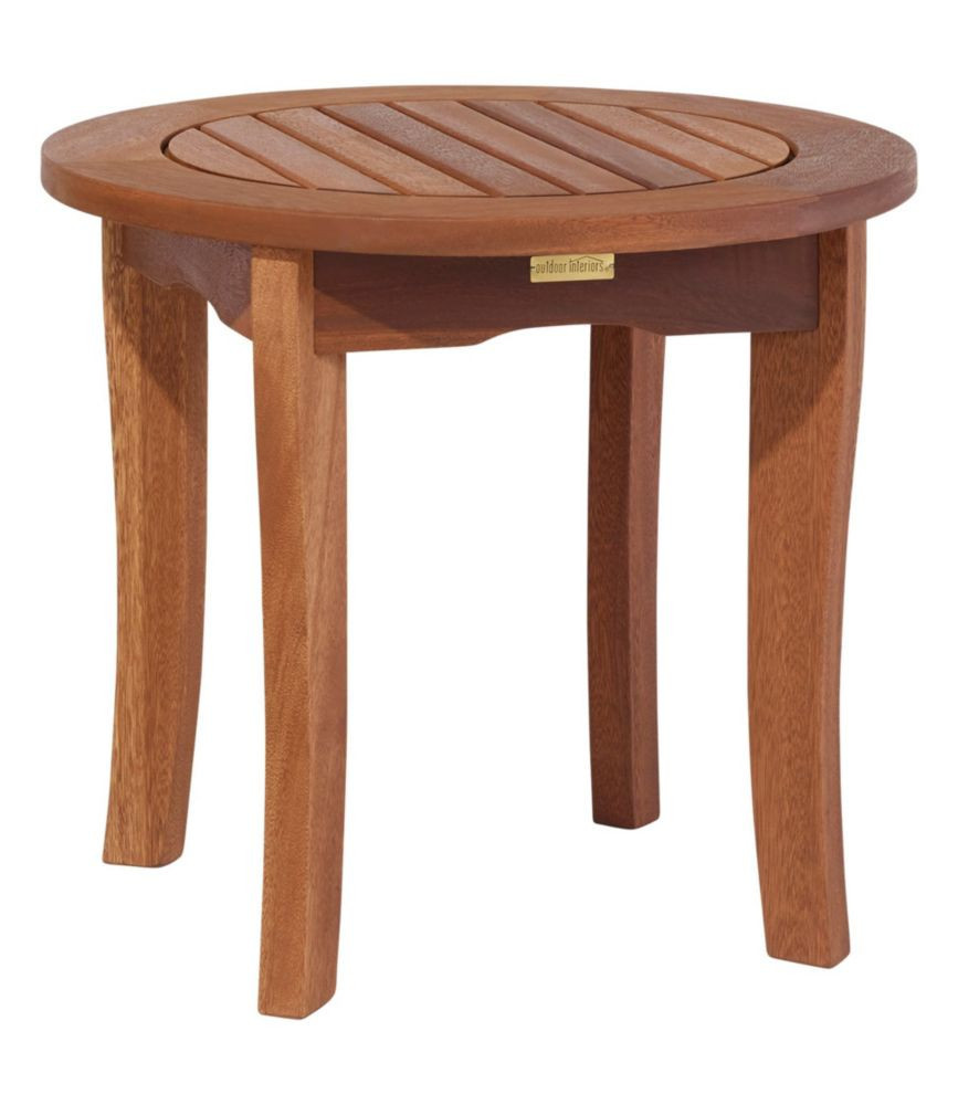 Eucalyptus Round Side Table Natural, Wood/Hardwood/Stainless Steel | L.L. Bean